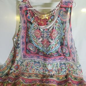 One World XL layered shirt with side flairs.